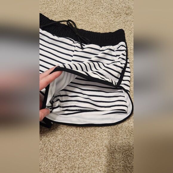 Striped Black and White Women's Shorts - Picture 3 of 8